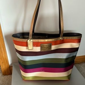 Coach purse rainbow stripes